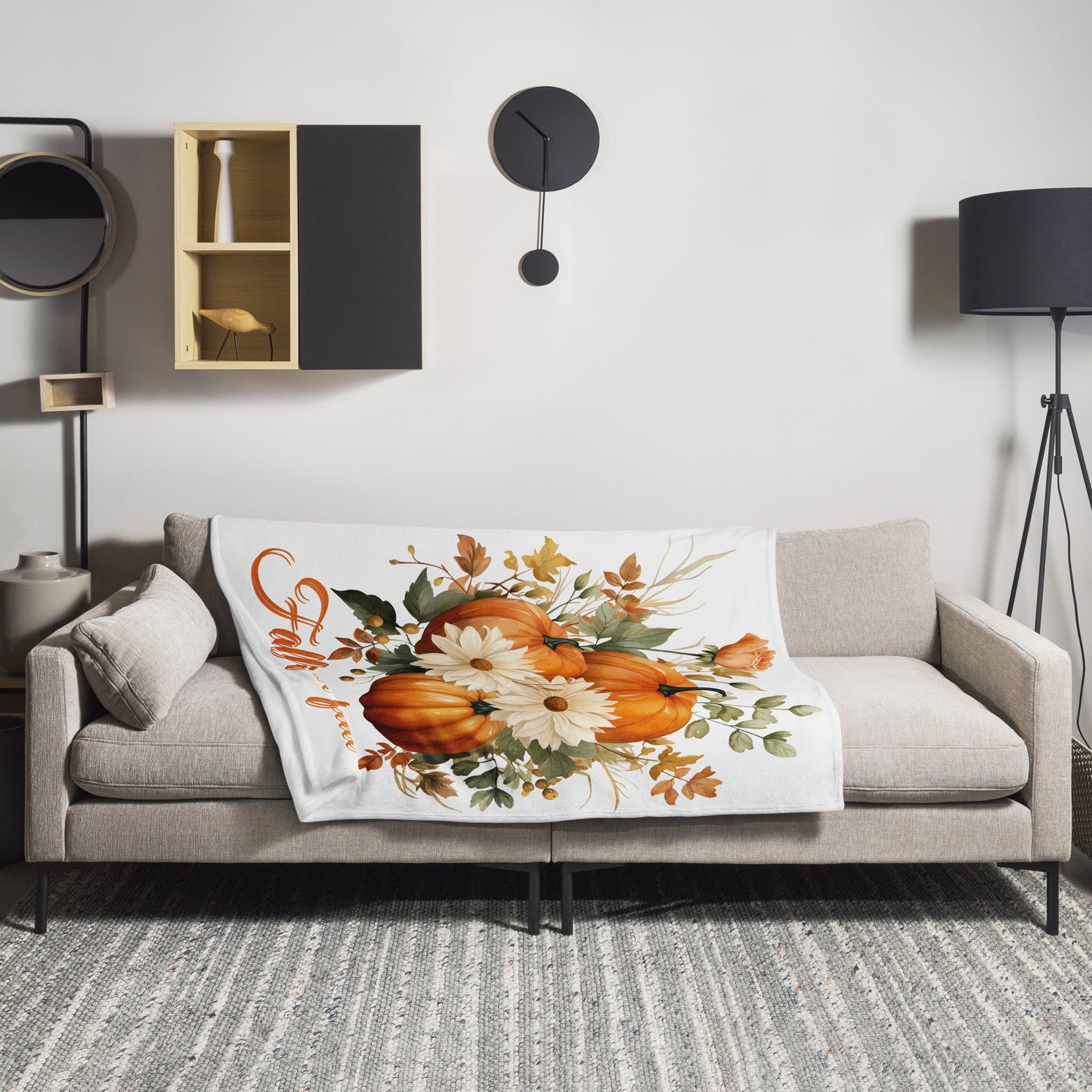 Falling for Fall Blanket - Pumpkin and Floral Design